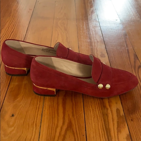 Red Suede Gold Hardware Loafers - Picture 4 of 6